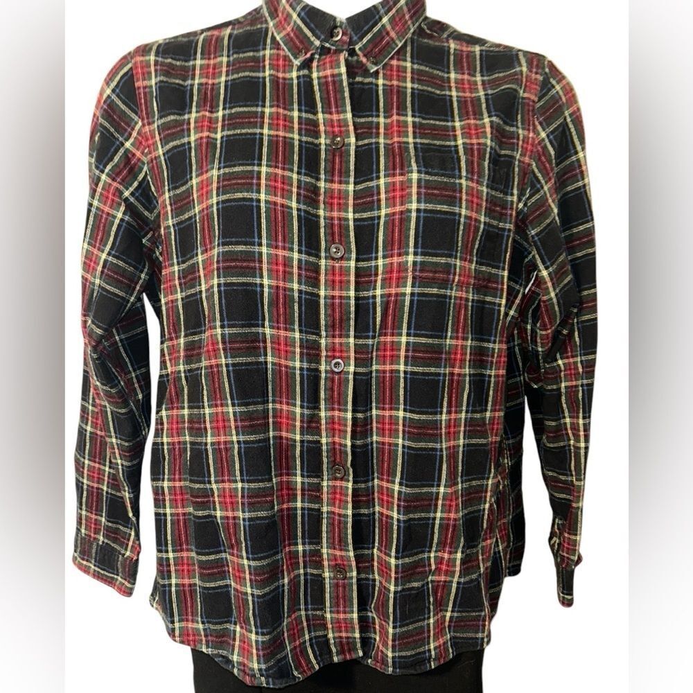 L.L. Bean Women’s Large 100% Cotton Plaid Flannel Button-Down Shirt